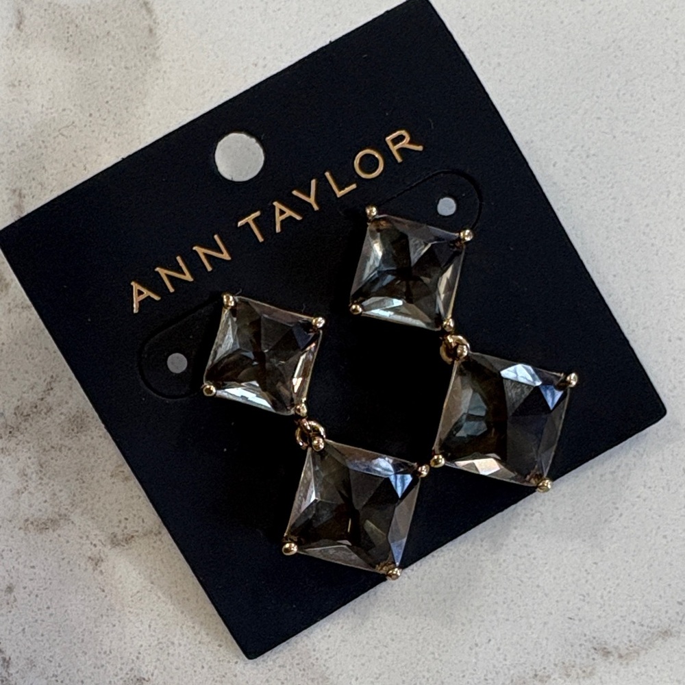 Ann Taylor Gold-Tone Earrings with Smoky Crystals - Picture 6 of 7